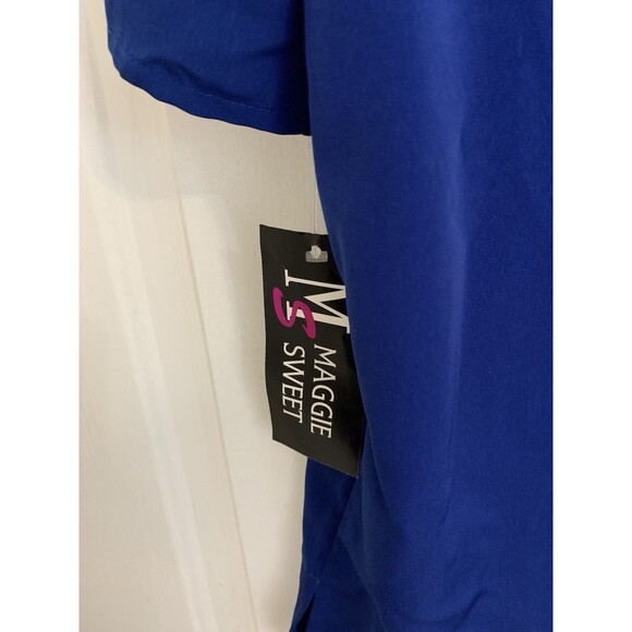 Maggie Sweet Blouse Top Size L Large Blue Short Sleeve Pocket USA - Picture 11 of 13